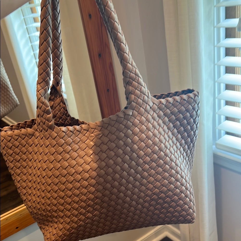 Elegant Tan Woven Tote Bag